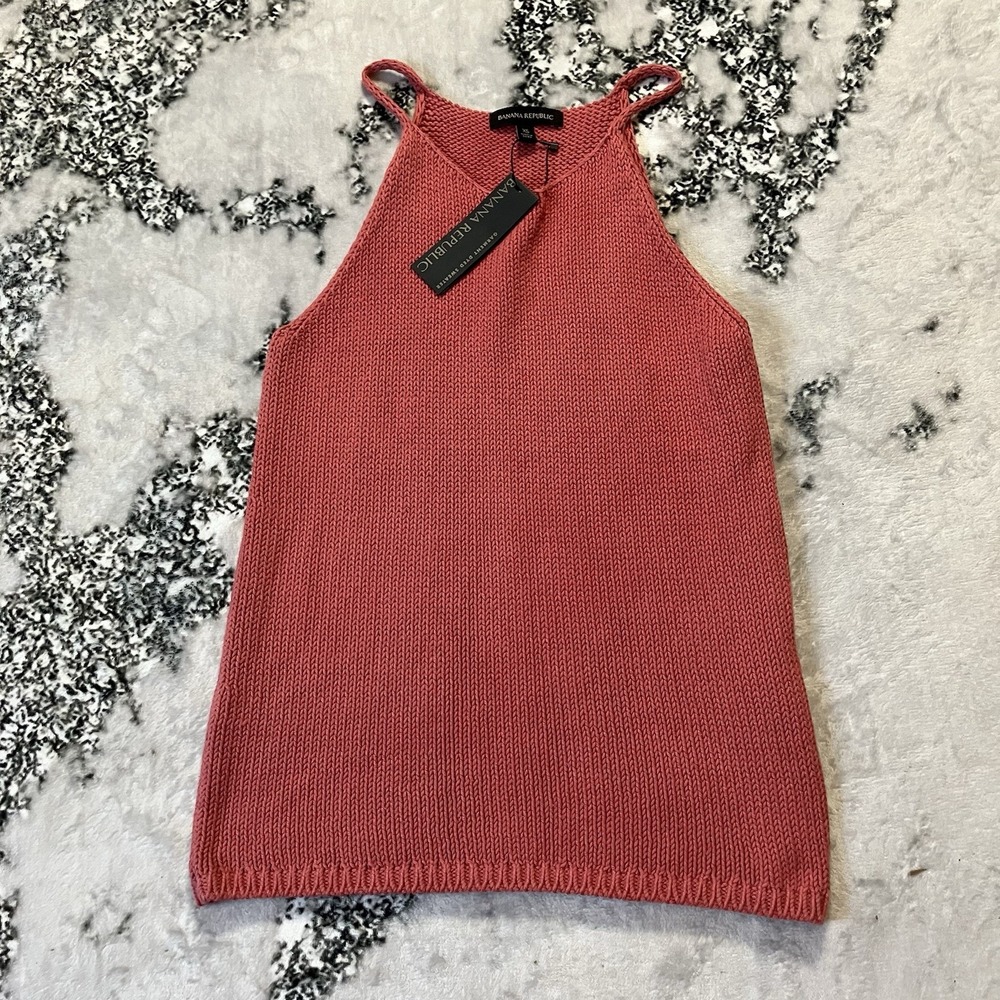 Banana Republic Sweater Tank Top Womens Size XS Red Clay Garment Dyed